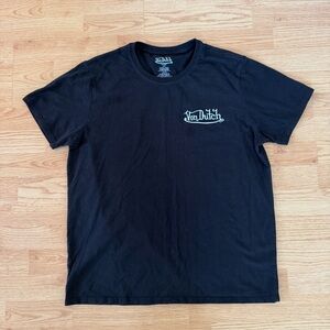 Von Dutch Men’s Black Logo Crewneck T-Shirt Embroidered Front Logo Size Large